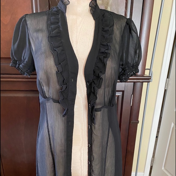 Transparent Sexy Night Gown Dress Black 6 intimate - Picture 4 of 16